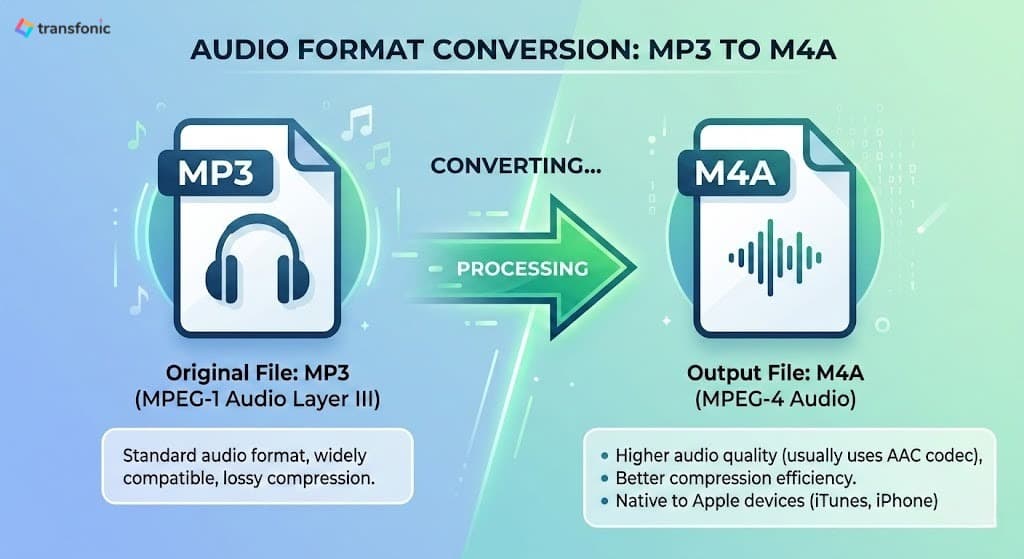 MP3 to M4A conver by Transfonic